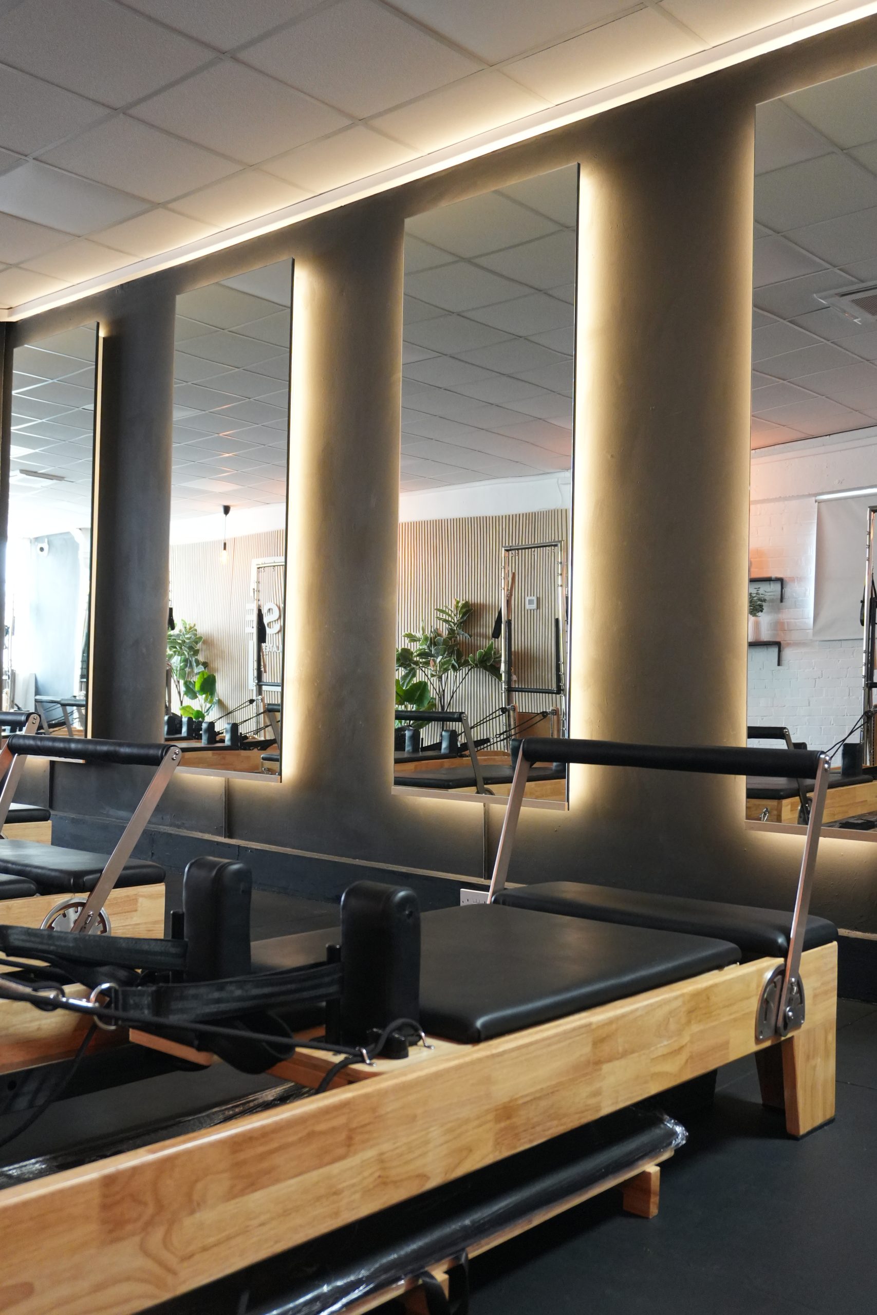 Close-up of a Pilates machine